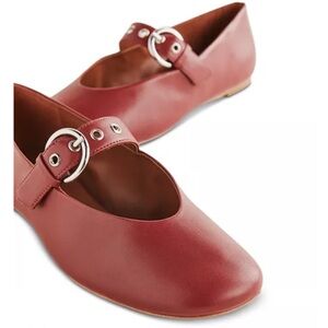Reformation Bethany Ballet Flat in Brick Red Leather Size 10
